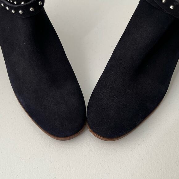 Boden Keira Ankle Boots Women's Size 41/9.5 Navy Blue Studded Suede Edgy Chic - Picture 8 of 16
